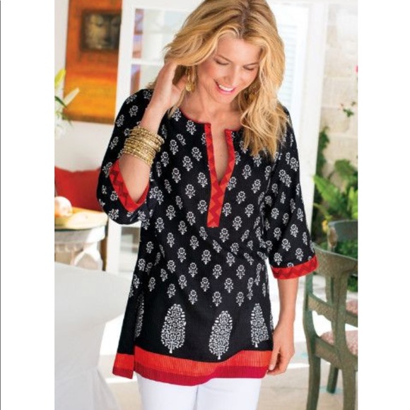 Soft Surroundings | Tops | Soft Surroundings Block Floral Print Tunic Top Xl | Poshmark
